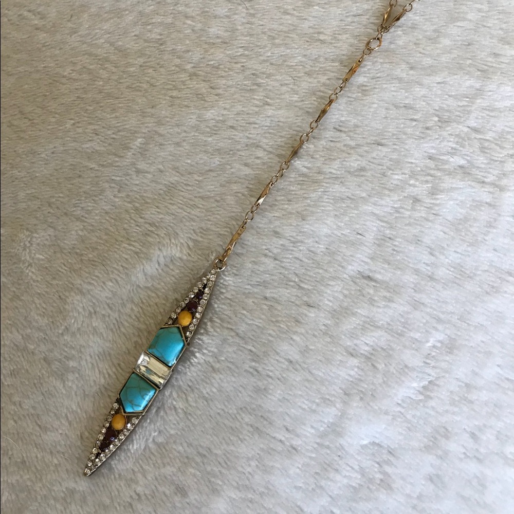 Long delicate turquoise stone necklace